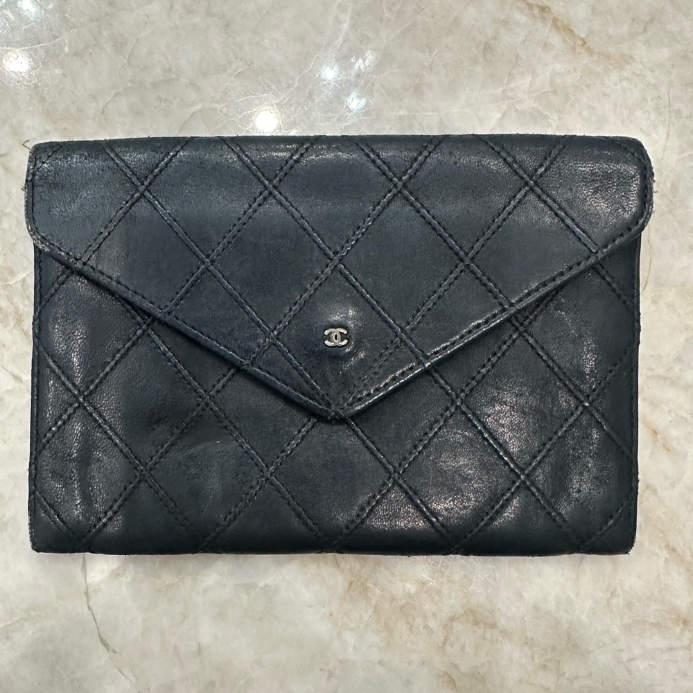 Preloved Chanel Cocomark Wallet,Coin Case Matelasse Vintage Black